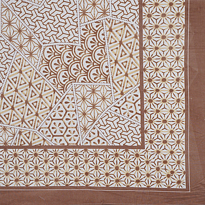 Brown Abstract Print 240 TC Cotton Double Bed Sheet With 2 Pillow Covers (SHKV1056)-FrionKandy