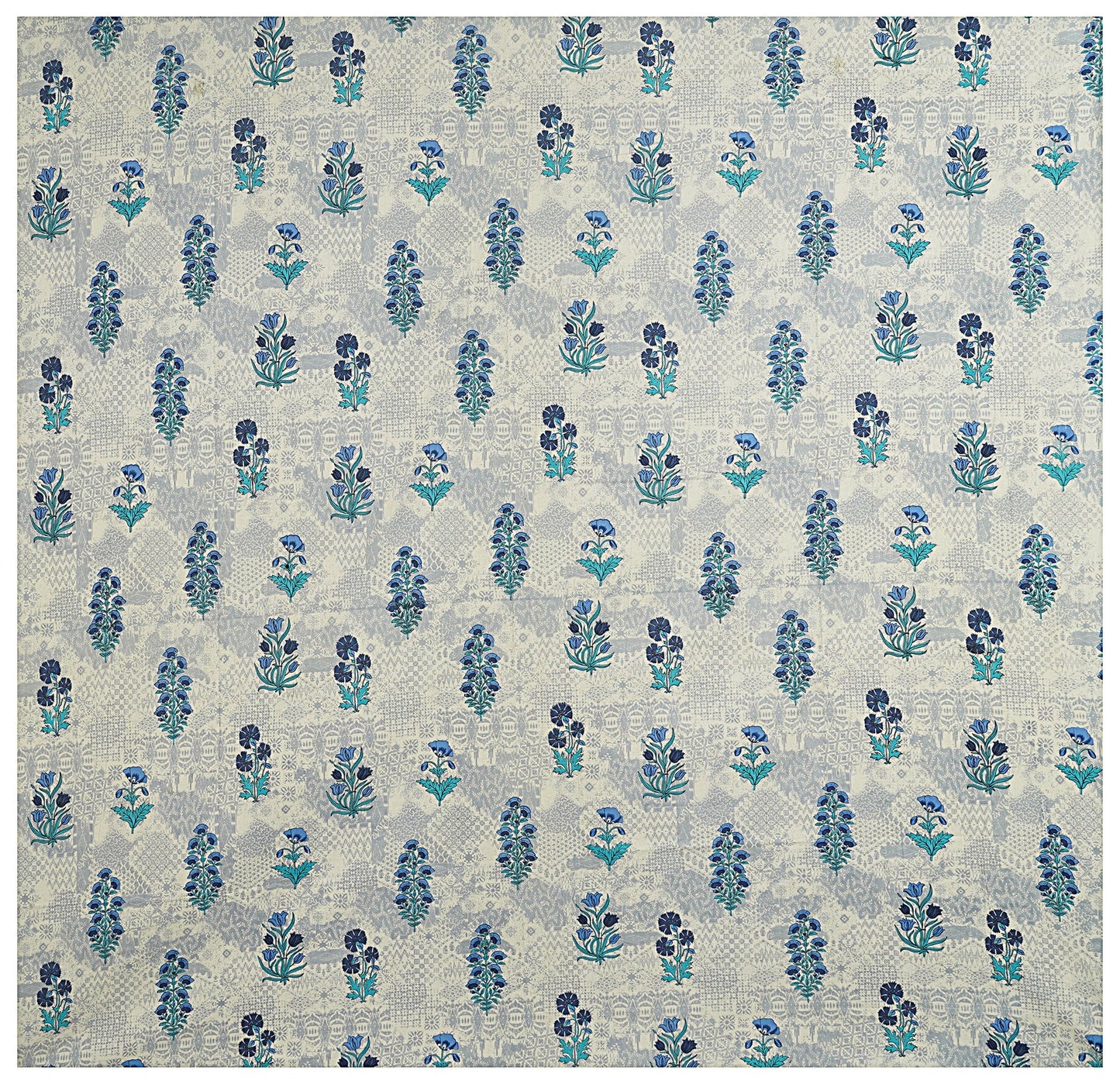 Sky Blue Floral 240 TC Cotton 1 Super King Bedsheet with 2 Pillow Covers SHKV1076