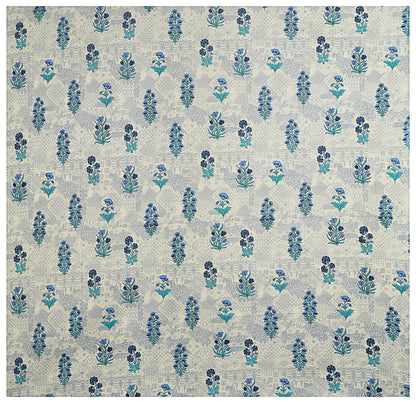 Sky Blue Floral 240 TC Cotton 1 Super King Bedsheet with 2 Pillow Covers SHKV1076