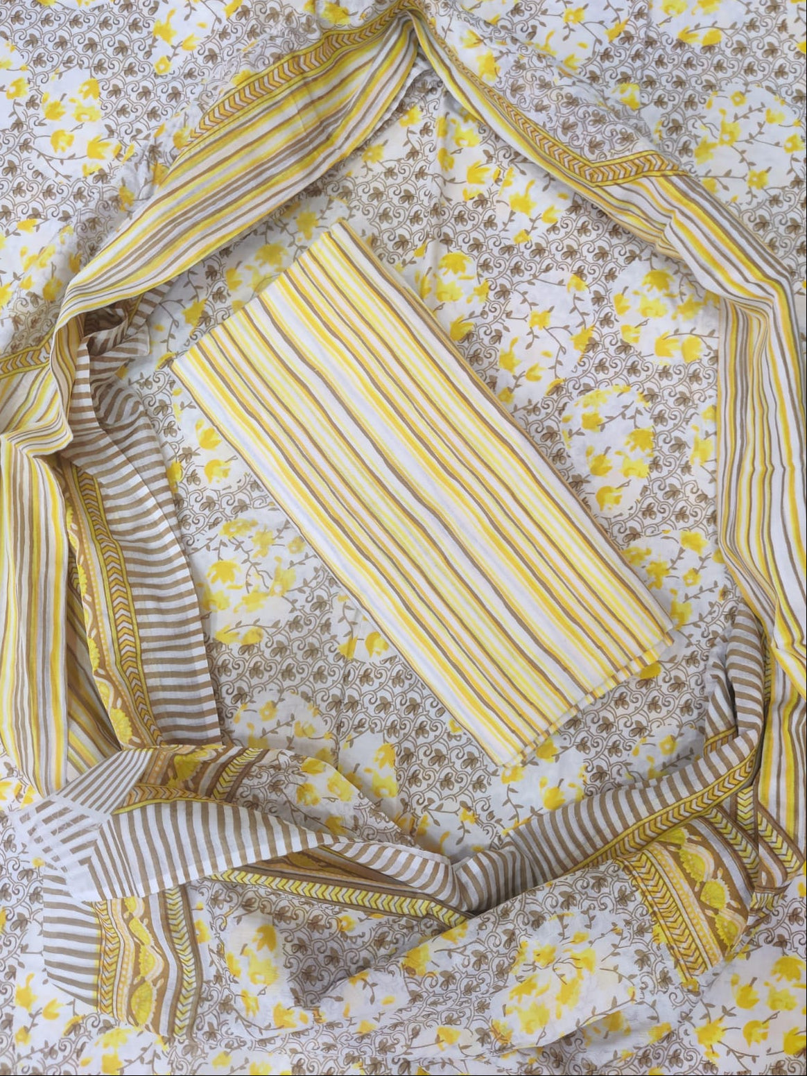 Devine Yellow Printed Pure Cotton Unstitched Dress Material (SHKS1166)