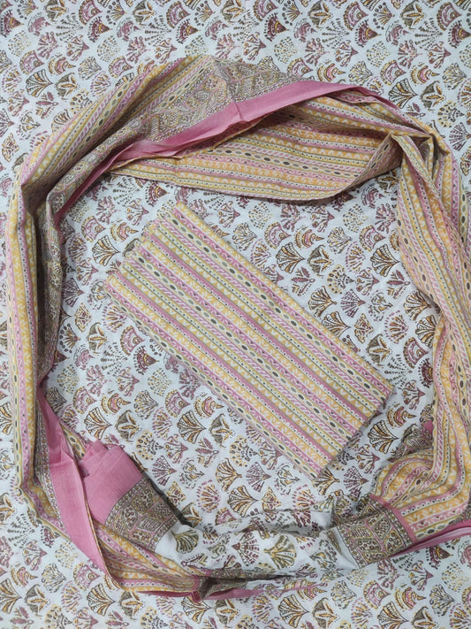 Tyrian Pink Printed Pure Cotton Unstitched Dress Material (SHKS1169)