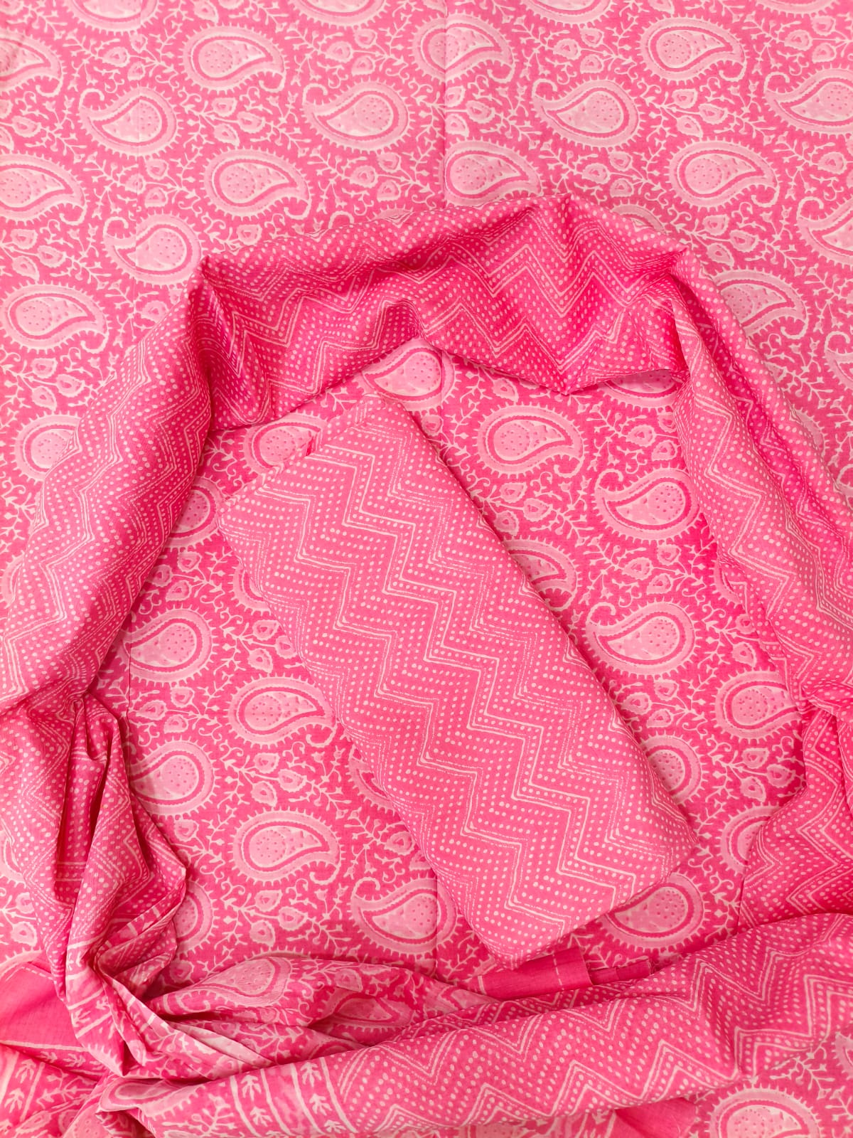 Pink Printed Pure Cotton Unstitched Dress Material (SHKS1197)