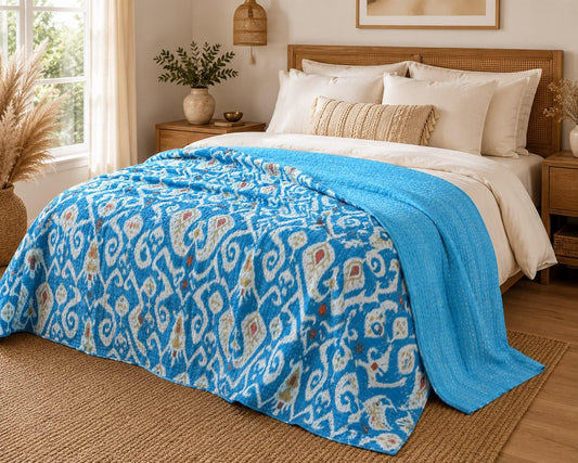Indian Traditional Hand Work Kantha Quilted Double Bed Size Vintage Gudadi