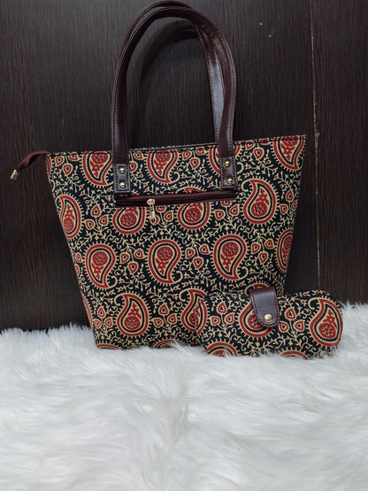 Jaipuri Print Cotton 5-Piece Bag Set | Tote, Sling, Clutch, Goggle, Coin Purse