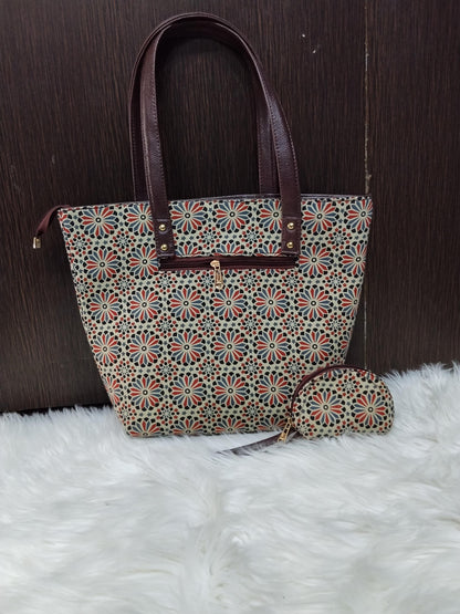 Jaipuri Print Cotton 5-Piece Bag Set | Tote, Sling, Clutch, Goggle, Coin Purse