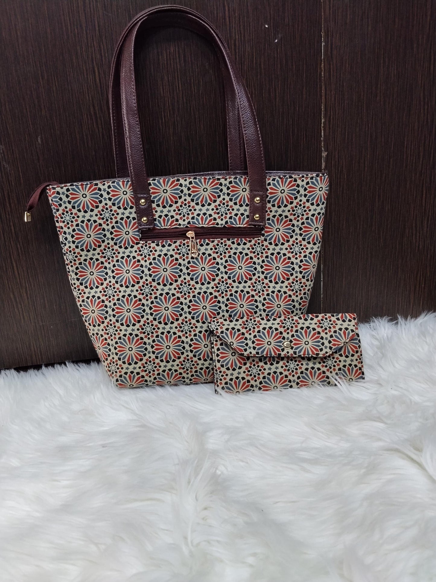 Jaipuri Print Cotton 5-Piece Bag Set | Tote, Sling, Clutch, Goggle, Coin Purse