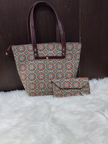 Jaipuri Print Cotton 5-Piece Bag Set | Tote, Sling, Clutch, Goggle, Coin Purse