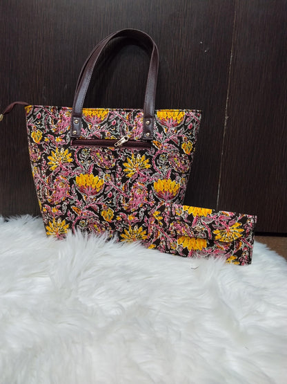 Jaipuri Print Cotton Bag Set | Tote, Sling, Clutch, Goggle Case, Coin Purse