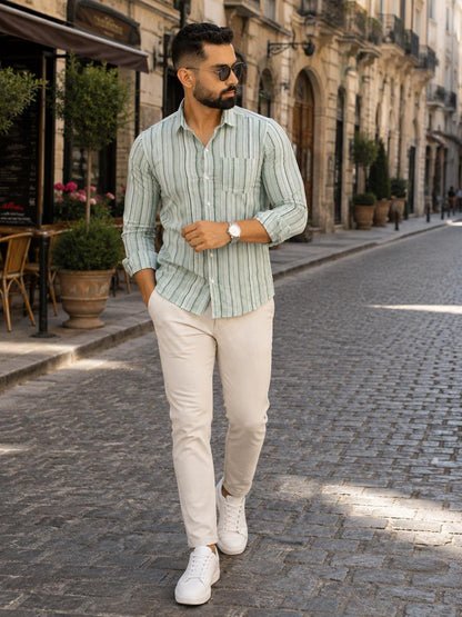 Men's Jaipuri Block Print Cotton Shirt | Full Sleeve Indian Ethnic Casual Wear