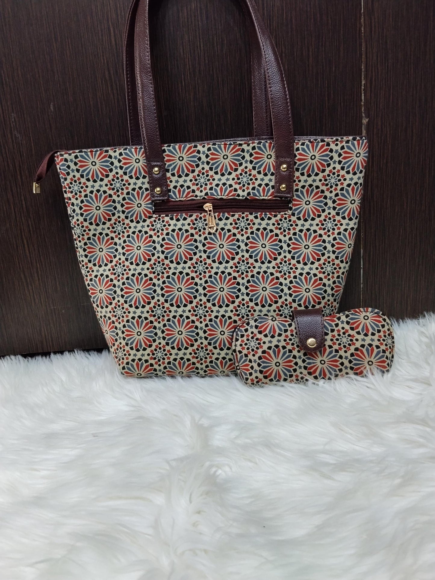 Jaipuri Print Cotton 5-Piece Bag Set | Tote, Sling, Clutch, Goggle, Coin Purse