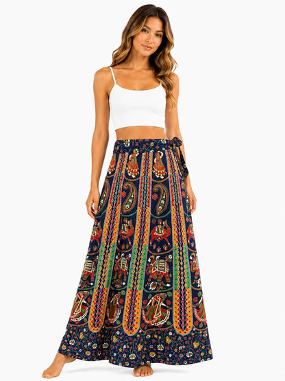 Indian Boho Cotton Wrap Skirt, Jaipuri Neptol Print Maxi Skirt, Rajasthani Long Skirt, Traditional 100% Cotton Skirt for Women Up To XXL