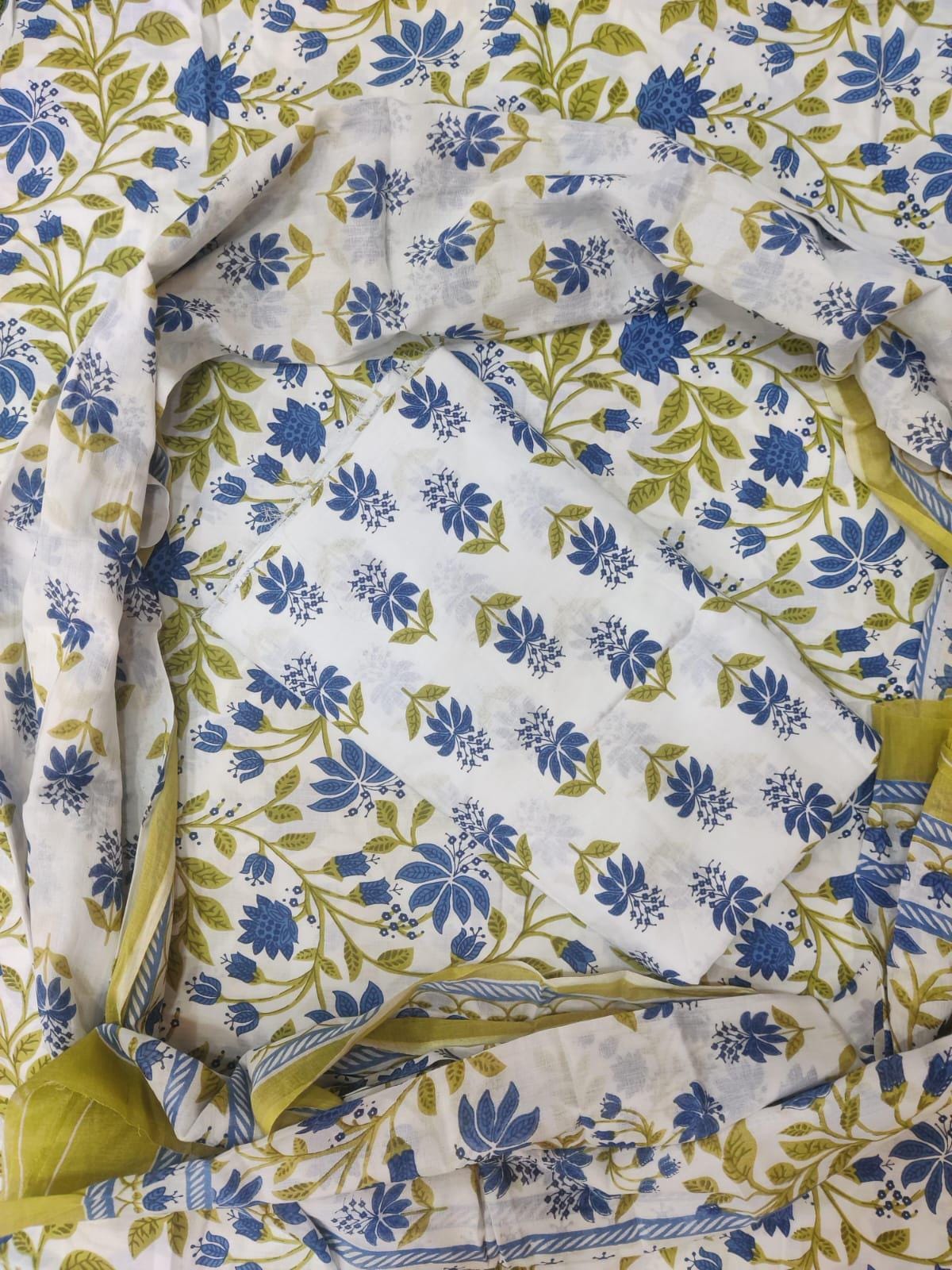 Jaipuri Printed 100% Cotton Suit Dress Material or Sewing Material For Apparels