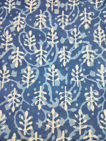 Hand Block Print Cotton Fabric, Floral Indian Fabric By The Yard