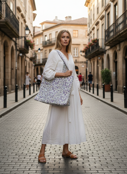 Handcrafted Printed Fabric Tote Bag with Dual Handles