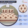 Blue Barmeri Traditional Buta Print King Size Double Bed Sheet - Frionkandy