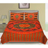 Orange Kantha Hand Work 240 TC Cotton Double Bed Sheet With 2 Pillow Covers (AKDB1001) - Frionkandy