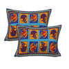 Blue Kantha Hand Work 240 TC Cotton Double Bed Sheet With 2 Pillow Covers (AKDB1003) - Frionkandy