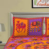 Red Kantha Hand Work 240 TC Cotton Double Bed Sheet With 2 Pillow Covers (AKDB1005) - Frionkandy