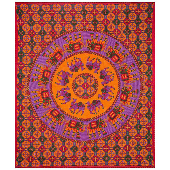 Red Kantha Hand Work 240 TC Cotton Double Bed Sheet With 2 Pillow Covers (AKDB1005) - Frionkandy