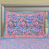 Purple Jaipuri Hand Block Print 240 TC Cotton Super King Size Double Bed Sheet with 2 Pillow Covers (ALDB1001) - Frionkandy