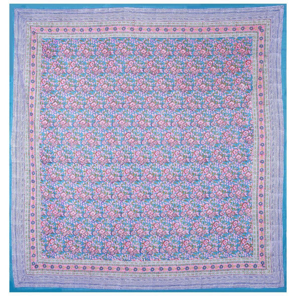 Purple Jaipuri Hand Block Print 240 TC Cotton Super King Size Double Bed Sheet with 2 Pillow Covers (ALDB1001) - Frionkandy