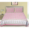 Pink Jaipuri Hand Block Print 240 TC Cotton Super King Size Double Bed Sheet with 2 Pillow Covers (ALDB1005) - Frionkandy