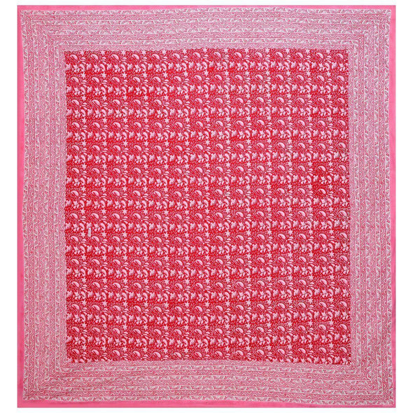 Pink Jaipuri Hand Block Print 240 TC Cotton Super King Size Double Bed Sheet with 2 Pillow Covers (ALDB1006) - Frionkandy