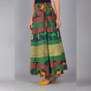 Green Orange Ethnic Print Maxi Skirt - Frionkandy