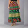 Green Orange Ethnic Print Maxi Skirt - Frionkandy