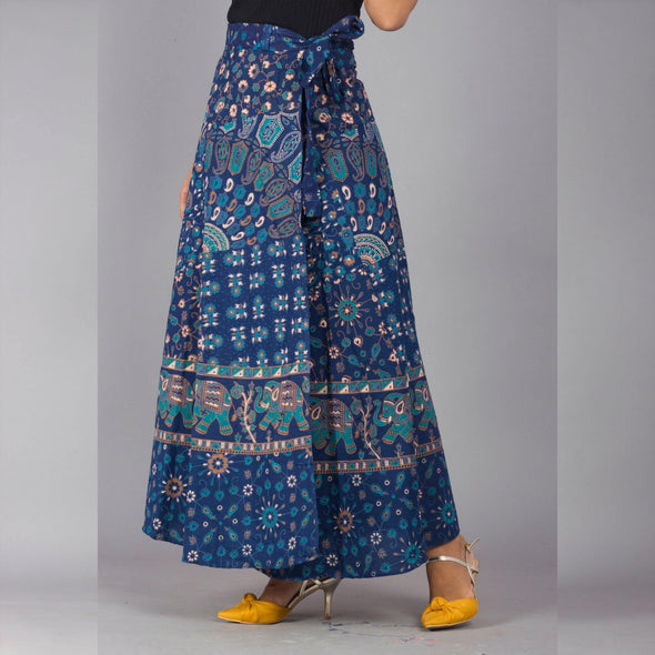 Blue Ethnic Print Maxi Skirt - Frionkandy