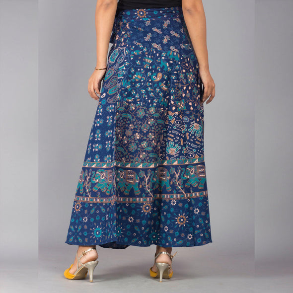 Blue Ethnic Print Maxi Skirt - Frionkandy