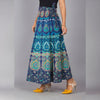 Turquoise Blue Ethnic Print Maxi Skirt - Frionkandy