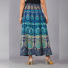 Turquoise Blue Ethnic Print Maxi Skirt - Frionkandy