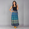 Turquoise Blue Ethnic Print Maxi Skirt - Frionkandy