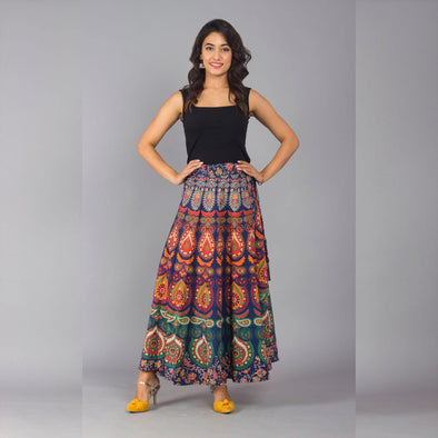 Multicolor Ethnic Print Maxi Skirt - Frionkandy