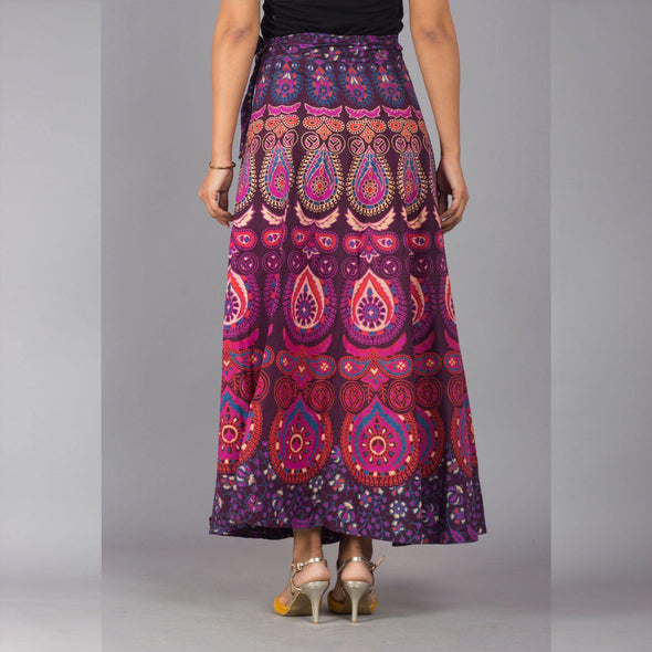 Purple Ethnic Print Maxi Skirt - Frionkandy