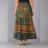 Green Ethnic Print Maxi Skirt - Frionkandy