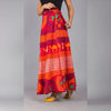 Red Orange Ethnic Print Maxi Skirt - Frionkandy
