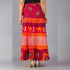 Red Orange Ethnic Print Maxi Skirt - Frionkandy