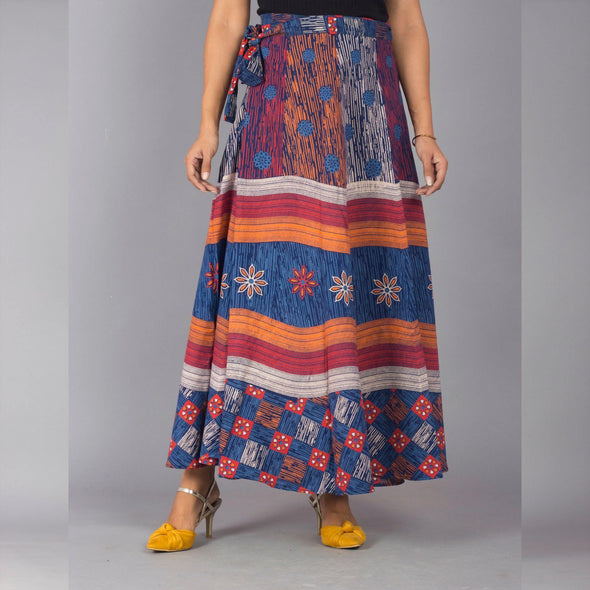 Multicolor Ethnic Print Maxi Skirt - Frionkandy