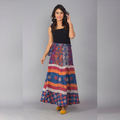 Multicolor Ethnic Print Maxi Skirt - Frionkandy