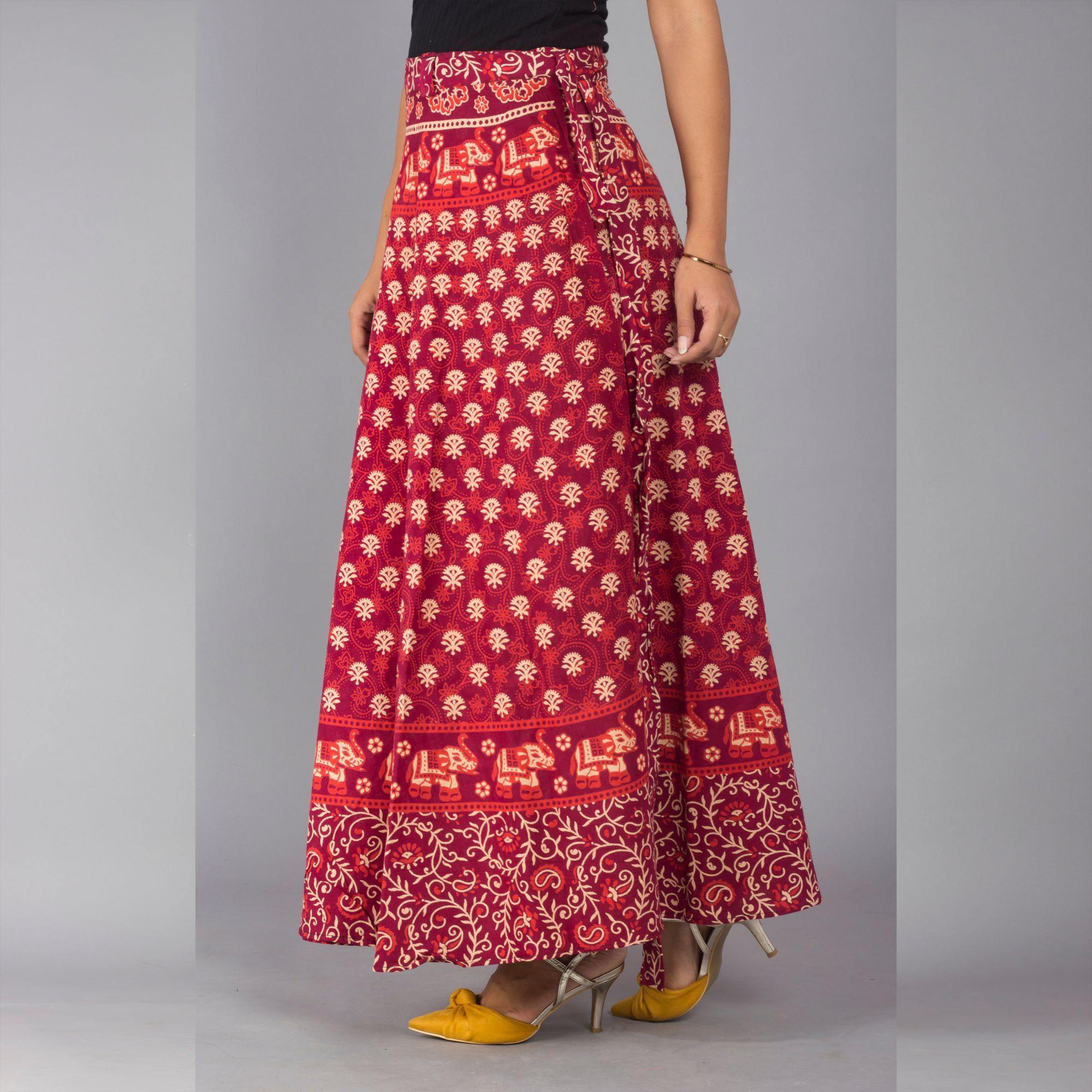 Maroon cotton maxi skirt top