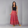 Maroon Ethnic Print Maxi Skirt - Frionkandy