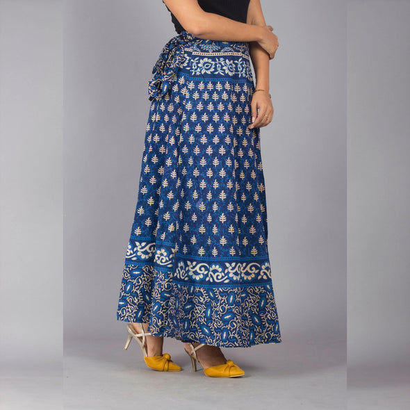 Blue Ethnic Print Maxi Skirt - Frionkandy