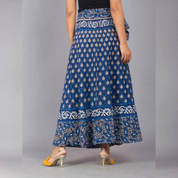 Blue Ethnic Print Maxi Skirt - Frionkandy