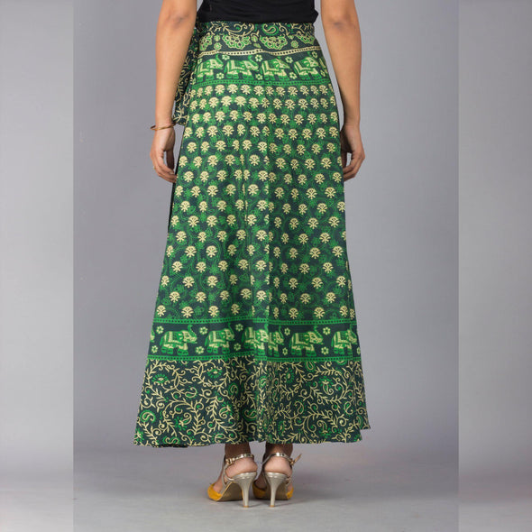 Green Ethnic Print Maxi Skirt - Frionkandy