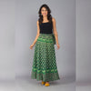 Green Ethnic Print Maxi Skirt - Frionkandy