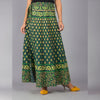 Green Ethnic Print Maxi Skirt - Frionkandy