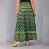 Green Ethnic Print Maxi Skirt - Frionkandy