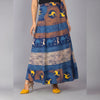 Blue Yellow Ethnic Print Maxi Skirt - Frionkandy